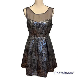 Paraella Navy Silver Party Dress Gown Lined M